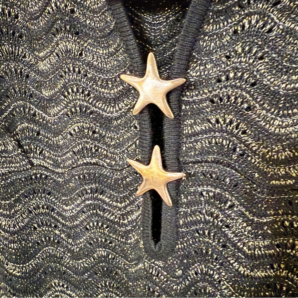 NWT Capittana Ella Mini Star Black Metallic Gold Black Coverup Dress Size M/L - Picture 5 of 10